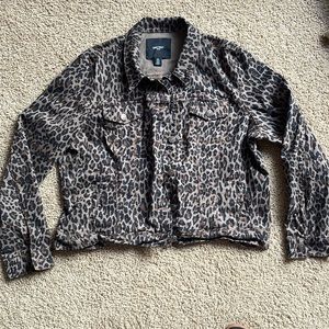 NINE WEST SARAH JACKET STRETCHY DENIM JEAN LEOPARD JACKET XXL